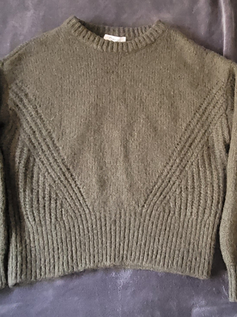 Madewell Small Olive Green Crewneck Knit Sweater